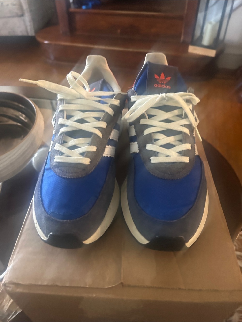 adidas Men’s Blue and Gray Classic Runner Sneakers